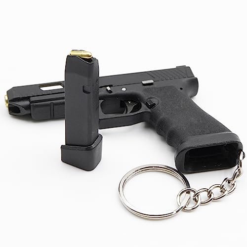 Zhongren Alloy Empire G34 Tactical Mini Pistol Keyring 6 Balls Gun Keyring with Moving Parts Gun Model Pendant Bag Charm for Army Fan Men Gift, silver, Einheitsgröße