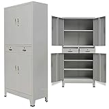 Festnight Office Cabinet with 3 Adjustable Shelves and 2 Drawers Lockable Metal File Storage Cabinet Steel Documents Filing Organizer Home Office Furniture 35.4 x 15.7 x 70.9 Inches (W x D x H)
