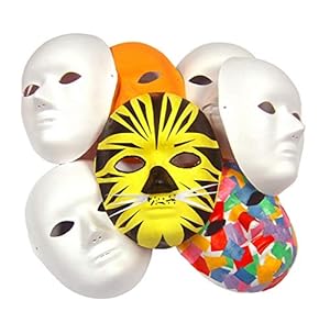 Major Brushes Weiße Pappmaché Masken, 5 Stück