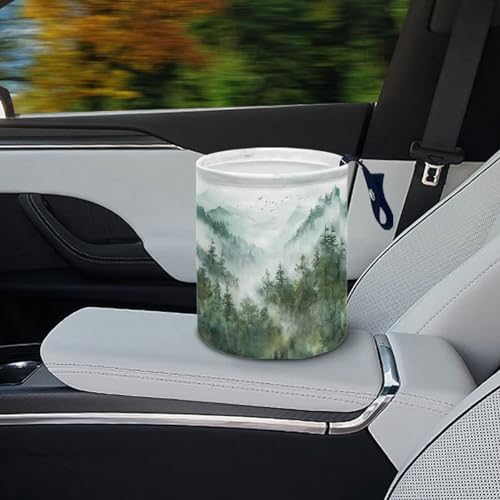 Image of Cute Car Trash Bin Mountian Car Trash Can Bags Collapsible Accessories Trash Can of Cars, Family Gatherings, Camping Garbage Bin Decoration Portable Car Rubbish Bin