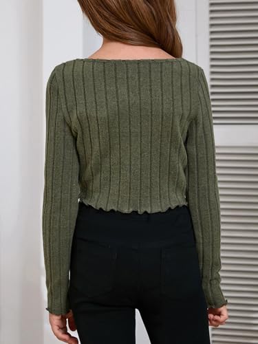 SOLY HUX Girl's Long Sleeve Cute Crop Tops Sweetheart Neck Asymmetrical Tight T Shirts Fitted Tees2