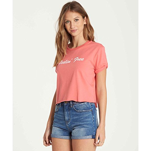 Billabong Women's Feelin' Free Crop T-Shirt Vintage Coral Small