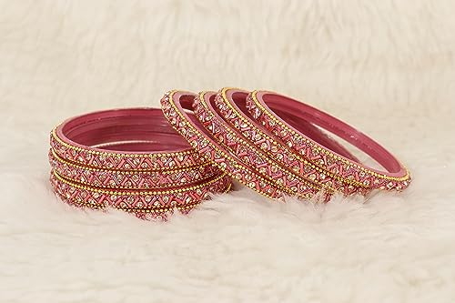 Image of NMII Glass Bangles Set For Girls and Women Studded Zircon Gemstone and Beads I women bangles I (Pack of 8)