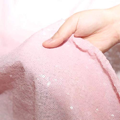 Image of B-COOL Pink Sequin Tablecloth for Birthday Valentines Rectangle 50x80 inches Sparkle Tablecloths Mothers Day Popular Luxury Decoration Glitter Glamorous Wedding Parties