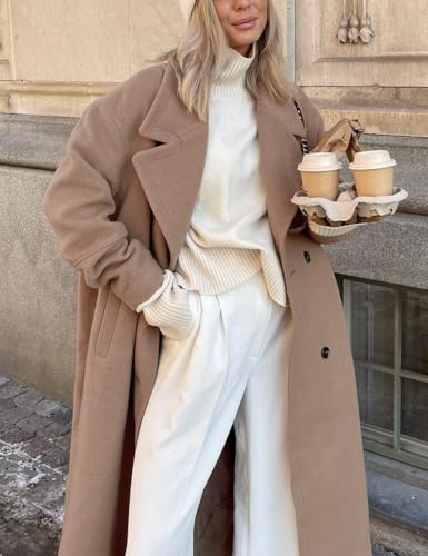 IDEALSANXUN Womens Long Wool Coats Fall Winter Big Notch Lapel Oversized Peacoat Overcoat3