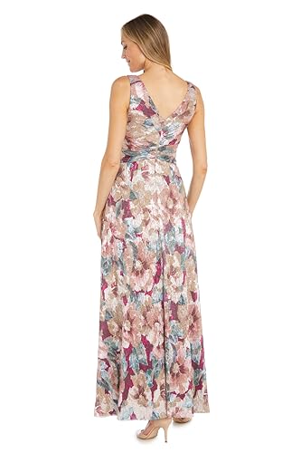 R&M Richards Women's Metallic Floral Formal Dress3