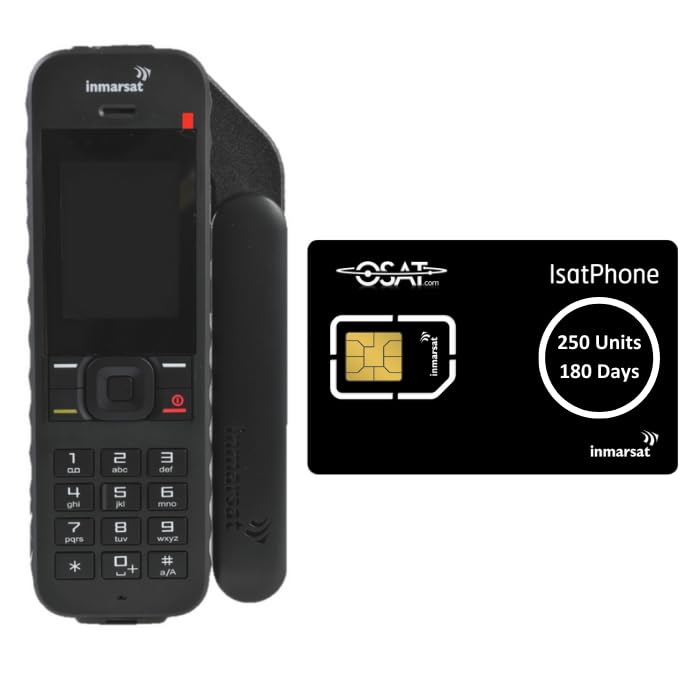 OSAT Inmarsat IsatPhone 2 + 250 Unidades SIM Prepagada Global por 90 Días Teléfono Satelital Confiable Larga Duración de la Batería Seguimiento GPS Resistente a Las Intemperies