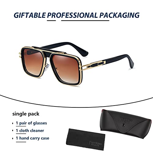 Image of Freckles Mark Trendy Retro Sunglasses for Men Women Stark Vintage Shades 70s Italian Fashion Square Metal Glasses