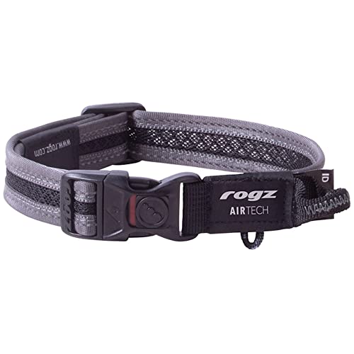 Collar clásico Rogz Airtech para perro tamaño M gris platino