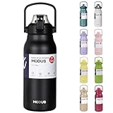 Garrafa térmica de viagem inox 1700ml água com canudo (preto)