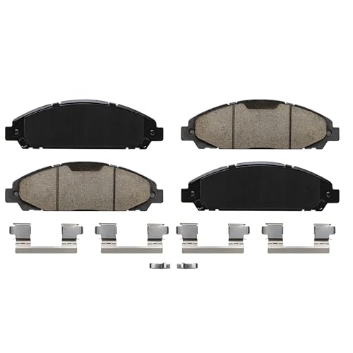 Image of Detroit Axle - Brake Pads for 2015-2018 Ford Mustang, Front and Rear Ceramic Brake Pads w /Hardware 2016 2017 Replacement