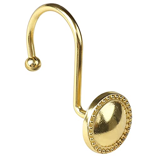 Gold Shower Curtain Hooks Rings, Shower Hooks For Curtain, Brass Decorative Shower Curtain Hooks, Rust Proof Shower Rings For Bathroom Shower Curtain And Liner, Set Of 12 #TOP3