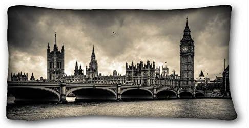 Soft Pillow Case Cover (City city London England Thames bridges Big Ben) Pillowcase Cushion Cover Design Standard Size 20x36 inches One Sides suitable for X-Long Twin-bed PC-Orange-19804