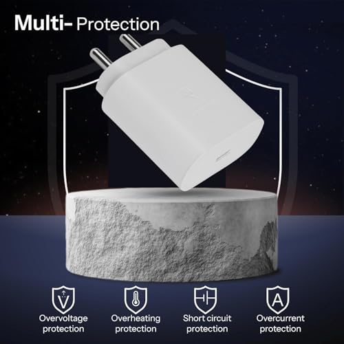 Image of Umake 25W USB-C PD Fast Charger Adapter, Super Fast Type-C, Compatible with Samsung Galaxy S25 /S24 /S23, A55 /A54, M55 /M35, F54 /F34, Pixel, OnePlus - BIS Certified