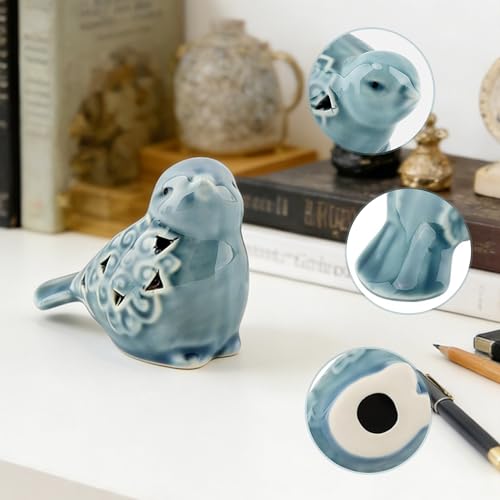 Set de 2 Figuras Decorativas de Pájaro de Cerámica miniatura 3