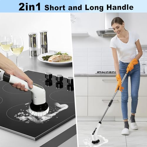 Esfregão giratório elétrico para limpeza de banheiro: escova de limpeza de chuveiro Granvell com 7 c