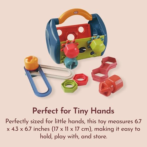 Image of Tolo Bio Tool Box | 14-Piece Kids Engineering Tool Set with Screwdriver, Spanner, Connectors, Screws, Bolts, Nuts & Gears | Educational STEM Toy for Creative Play | Portable with Sturdy Handle