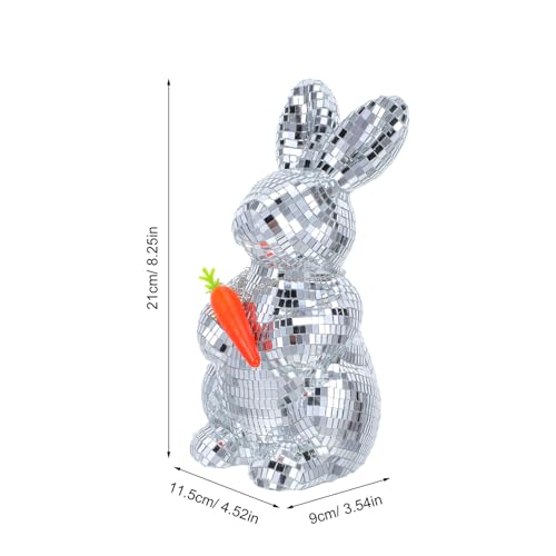 Statue de lapin disco en mosaïque miroir pour centre de table de Pâques