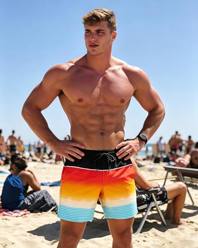 Image of SURF CUZ Mens Swim Trunks with Compression Liner Swim Shorts 7 inch Swimming Trunks Stretch 7 Inch Swim Suits Quick Dry