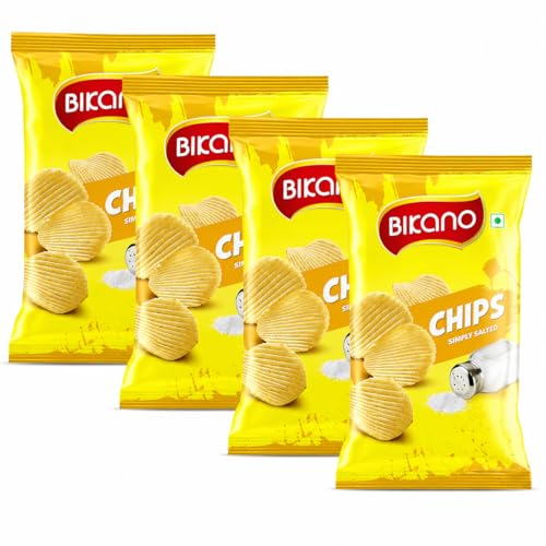 Image of Bikano Chips Simply Salted 75g (Pack of 4) | Classic Lightly Salted Potato Chips | Crunchy Ready-to-Eat Snack for All Ages