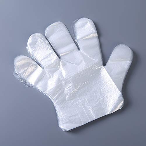 Go Go Fish Gloves - One-time gloves thickened PE plastic film food catering hygiene beauty 100 only kitchen barbecue tools (White)