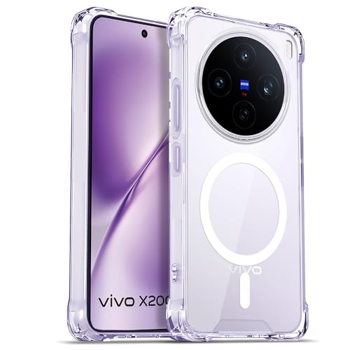 Image of AESTMO Clear Back Cover for VIvo X200T 5G | 360 Protection | Transparent Back Cover for VIvo X200T 5G (PC + TPU, Compatible with MagSafe Accessories, Transparent Bumper)