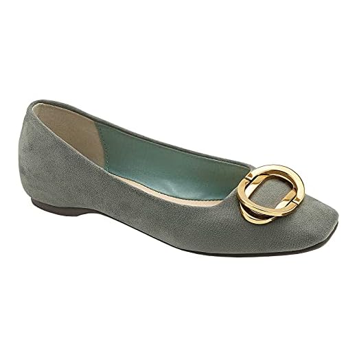 C.Paravano Women's Flats I Blue Flats I Flats Shoes Women I Women Suede Flats I Blue Flats Shoes Women I Ballet Flats Women I Metal Buckle Flats (Size 40, Grayish Metal