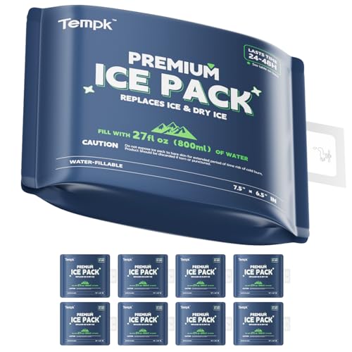 Tempk 8packs(7.5x6.5) Reusable Ice Packs Long-Lasting Freezer Packs for Coolers and Lunch Boxes for Camping Fishing Road Trips and Beach Z1