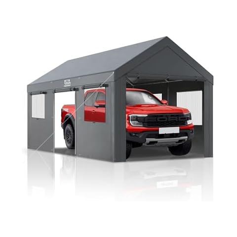 Fanpat 10x20ft Heavy Duty Carport, Waterproof UV Resistant Portable Garage Shelter with Rustproof Steel Frame, All Weather Protection for Vehicles Boats Equipment Cover