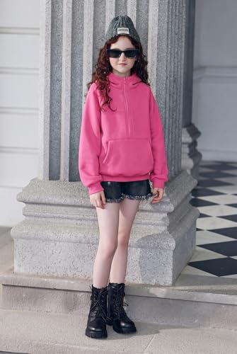 Image of Arshiner Girls 2 Piece Outfits Sweatsuit Half Zip Sweatshirt and Sweatpants | Fall Winter, Drop Shoulder Long Sleeve, Thumbhole Hoodies, with Sweatpant, Jogger Set, Sweat Set, Tracksuits with Pockets
