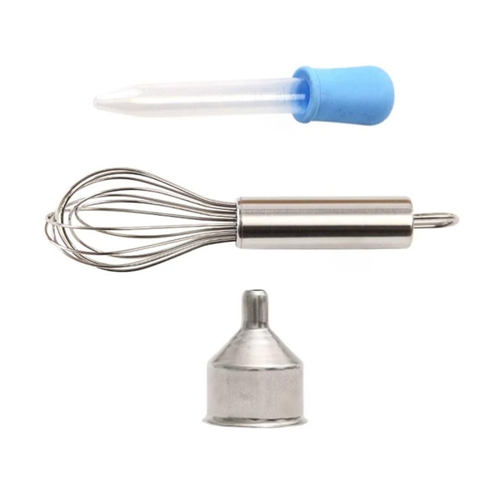ttnmrc Montessori Practical Life Tool Set - Kids Mini Whisk, Silicone Dropper & Metal Funnel | Fine Motor Skills Sensory Play
