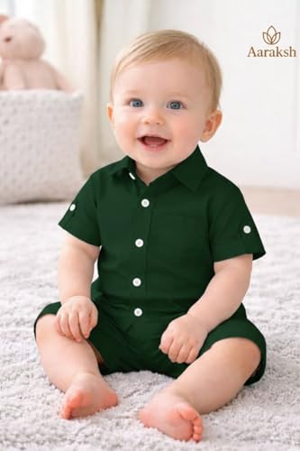 Image of Boys Shirt & Shorts Co-ord Set Kids Regular Wear Clothes Outfit | Cotton /Rayon Shirt & Shorts