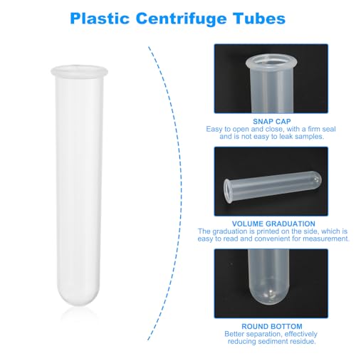 PATIKIL 20ML Plastik Zentrifugenröhrchen 40 Stk RundGrund Zentrifugenröhrchen Mit Schraubverschlüssen Und Skalierungen Beschreibbare Fläche Für Laborflüssigkeiten Klar