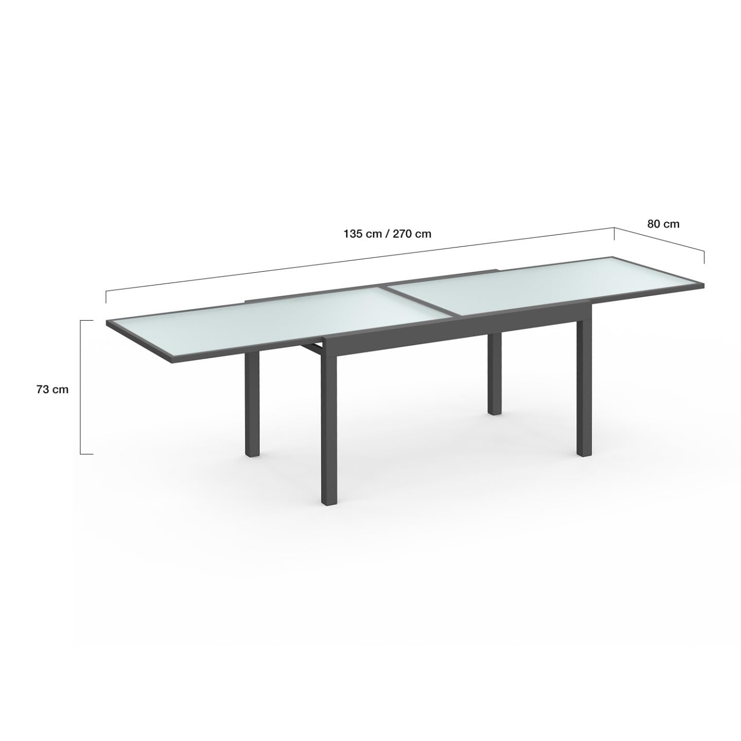IDMarket - Salon de Jardin Madrid Table Extensible 135-270 CM et 12 chaises empilables Gris Anthracite