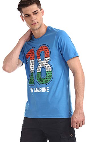 Image of Colt Men's Printed Regular fit T-Shirt (280590420 Blue S HS Small)