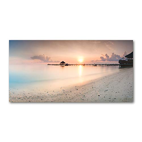 Crédence de cuisine 140x70cm en verre trempé paysage Maldives