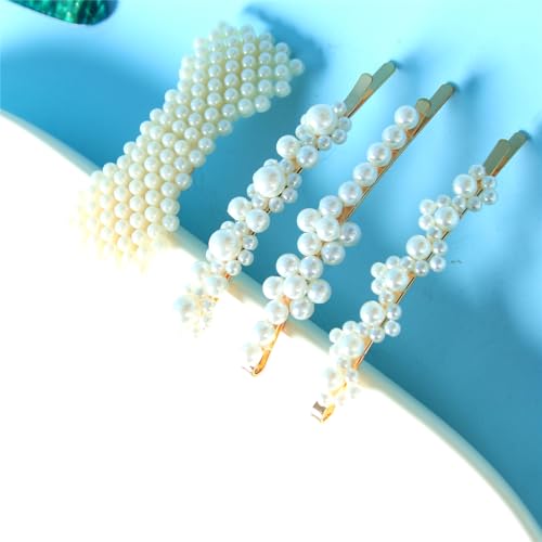 Set de 24 pinzas de cabello de resina acrílica con perlas y diseño geométrico miniatura 4