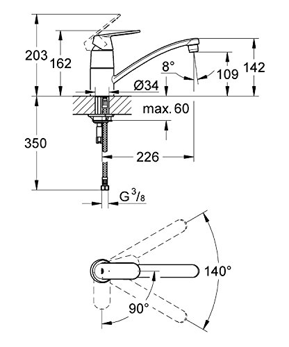 Grohe Cosmopolitan EHM SPT Schw.ausl 32844000 Silber