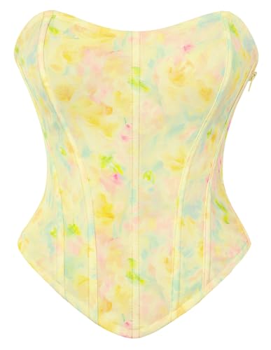 Scarlet Darkness Corset Tops for Women Renaissance Floral Bustier Western Concert Going Out Top Yellow Size 6
