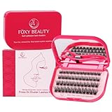 Self Adhesive Eyelashes - 48PCS Pre Glued Lashes Cluster With Tweezers,1 Step Press On False Lash Clusters Kit, D Curl, No Glue Needed, Lashes Case with Mirror,Full & Dramatic Look