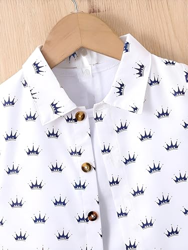 Image of Boys Short Sleeve Button Down Shirts, Plaid and Striped Pattern, Cotton Casual Tops, Pack of 2