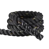 MECCANIXITY Battle Rope 20ft x 2 Inch Polyester Workout Rope Heavy Fitness Exercise Rope for Strength Training Home Gym Muscle Building, Black Yellow