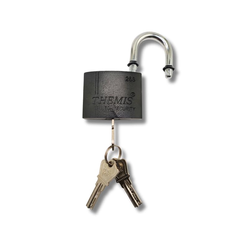 Image of Black Heavy-Duty Steel Padlock 90 MM Lock and 3 Keys Hardened Padlock Security Lock for Garage, Door, Containers, Shutter, Locker, Warehouse, Gates