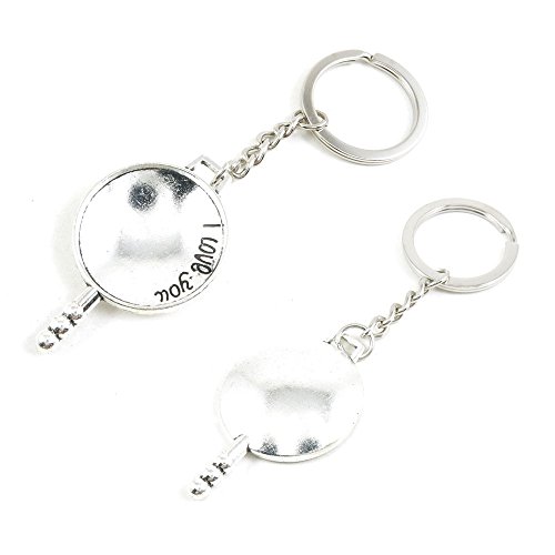 100 Pieces Keychain Keyring Door Car Key Chain Ring Tag Charms Supply U5IB7X Omelette Pan Pot