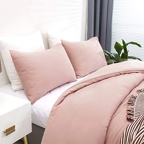 Cottonight Pink Comforter Set Queen Blush Pink Bedding Comforter Set Full Light Pink Cotton Quilts Blanket Solid Color Dusty Rose Comforter Set For Adults Teens #TOP4