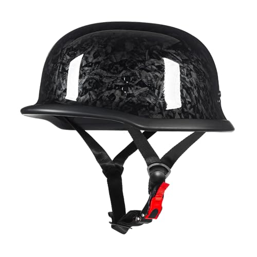 Crown Racing Half Motorcycle Helmets, German Style Open Face Retro Helmet Adult DOT Approved, Forged Pattern