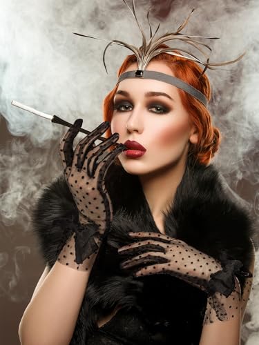 Bencailor Women Lace Gloves Wedding Tea Party Gloves Bow Short Mitten Elegant Accessories for 1920s Opera Funeral4