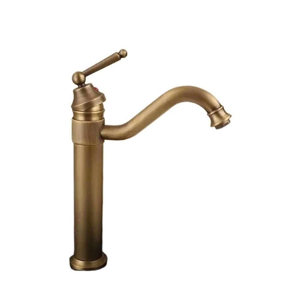 Brass Retro Bathroom Basin Sink Mixer Taps Deck Mounted Single Holder 360 Swivel Spout Faucet B504(Brass)