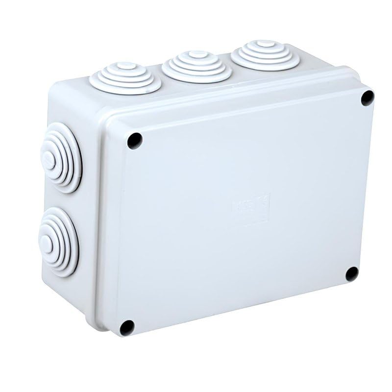 4 Kit Scatola di Derivazione da Parete Stagna IP55, 190X140X75mm, con Uscite Passacavi e Coperchio a Pressione, 4 Kit Scatola Elettrica per Giunzioni e Collegamenti