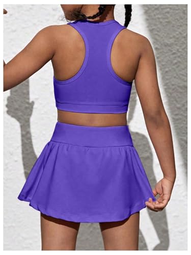 Image of SOLY HUX Toddler Girl's 2 Piece Workout Outfits Lightweight Crop Tank Tops and Skort Athletic Set
